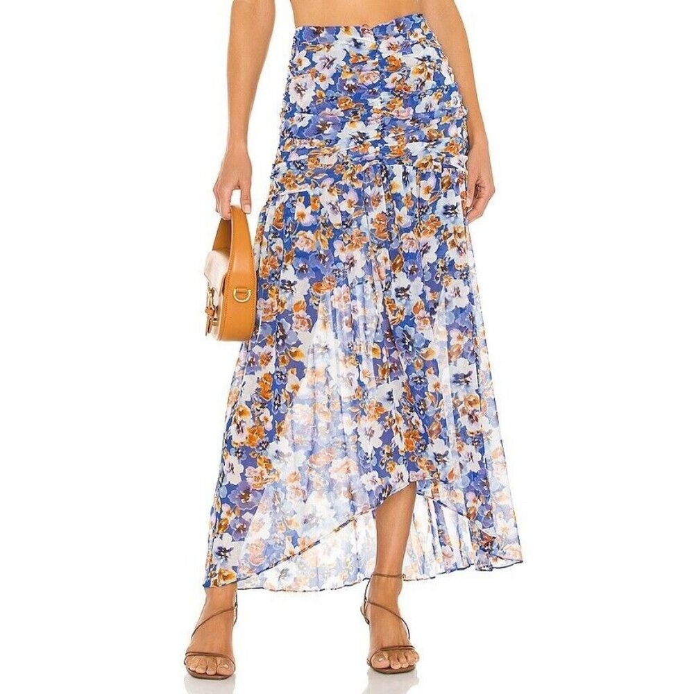 MISA Los Angeles Saskia Skirt Blue Pansy Maxi Floral